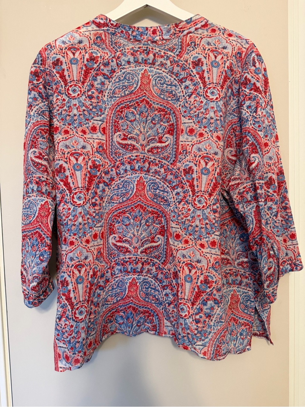 Talbots Red & Blue Paisley Ruffle-Neck Top - Picture 4 of 4